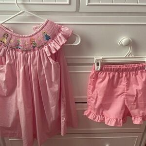 Smocked princess top and shorts set